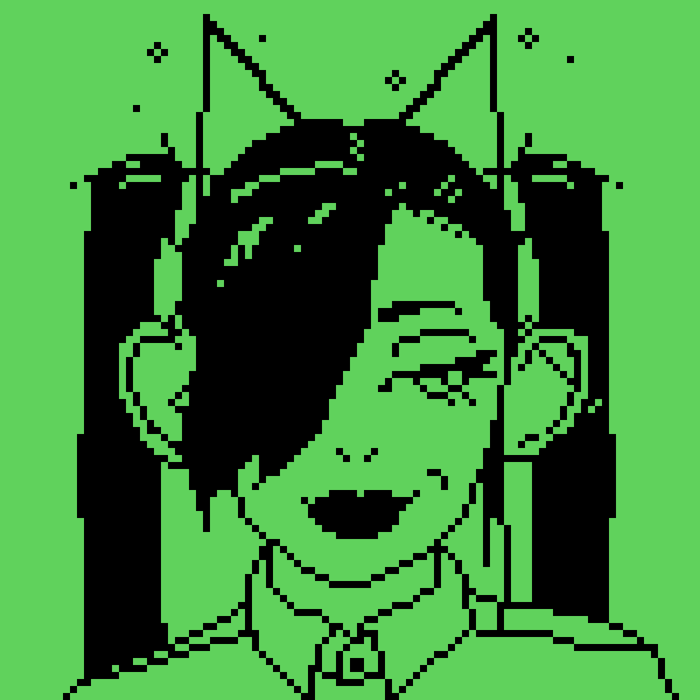 An animated pixel art gif of the character Kitty Pantera in portrait view, blinking at the viewer.