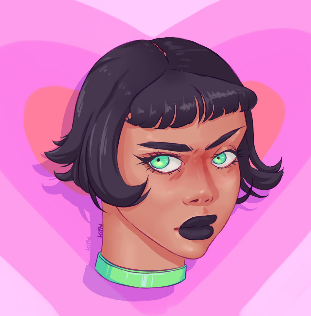 A digital portrait of Buttercup from Powerpuff Girls in a semi-realistic art style.